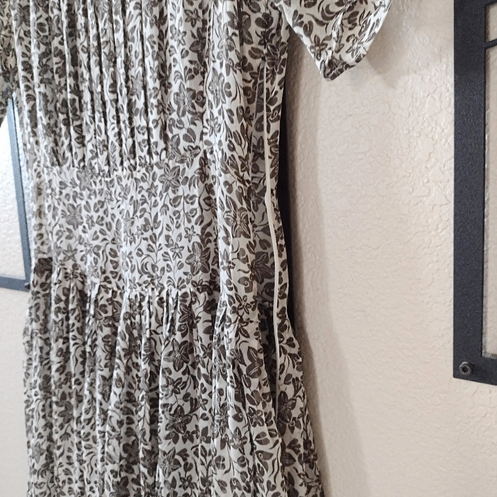 Christy Dawn Winslet Dress Jasmine Rye Brown Cream Floral Print 100% Silk Size S - Picture 5 of 15